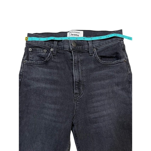 Reformation High & Skinny Crop Avalon Black Wash Jeans Size 27 LY799 - Picture 4 of 9